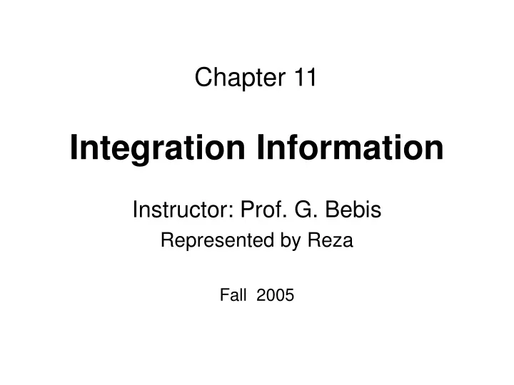 chapter 11 integration information