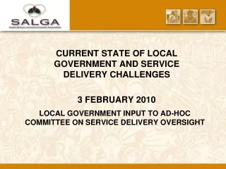 LOCAL GOVERNMENT INPUT TO AD-HOC COMMITTEE ON SERVICE DELIVERY OVERSIGHT