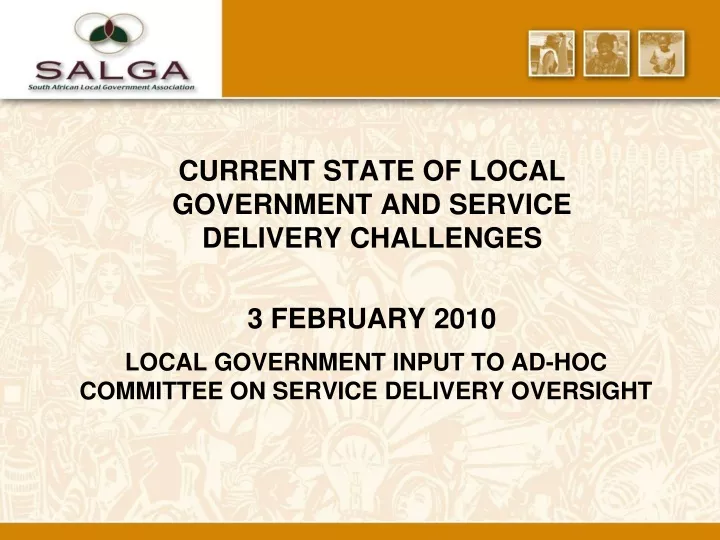 local government input to ad hoc committee on service delivery oversight