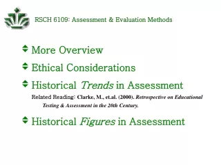 RSCH 6109: Assessment &amp; Evaluation Methods