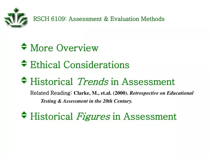 rsch 6109 assessment evaluation methods