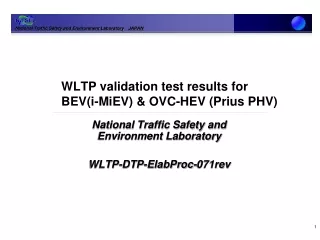 WLTP validation test results for  BEV(i-MiEV) &amp; OVC-HEV (Prius PHV)