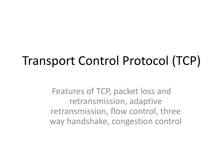 transport control protocol tcp