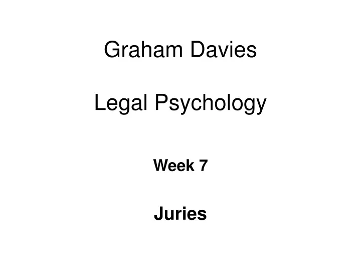 graham davies legal psychology