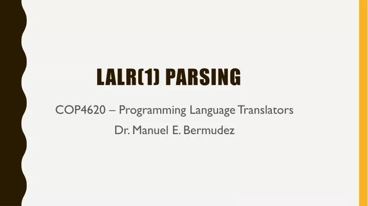 lalr 1 parsing