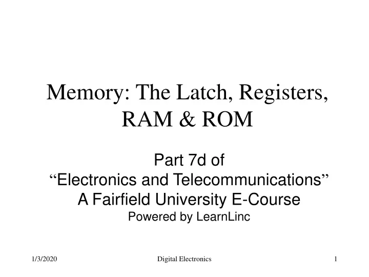 memory the latch registers ram rom
