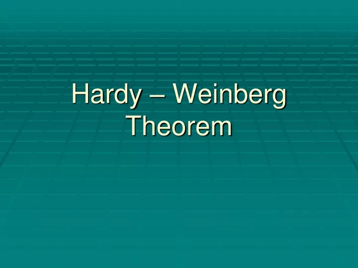 hardy weinberg theorem