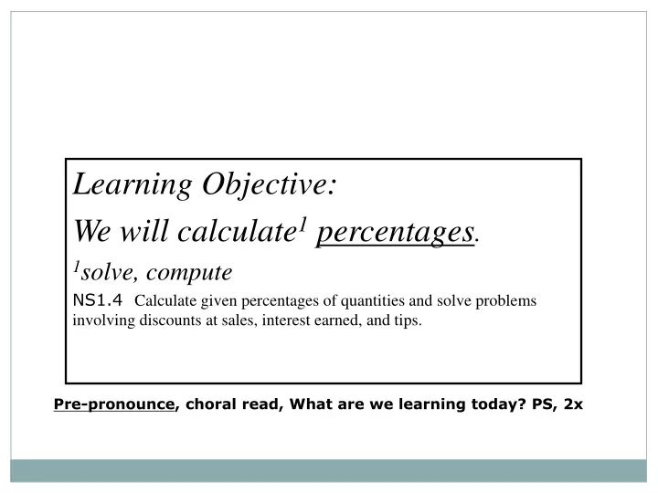 learning objective we will calculate