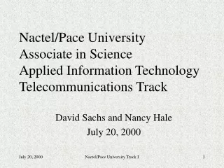 David Sachs and Nancy Hale July 20, 2000