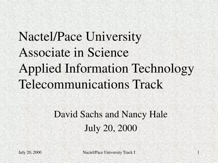 nactel pace university associate in science applied information technology telecommunications track