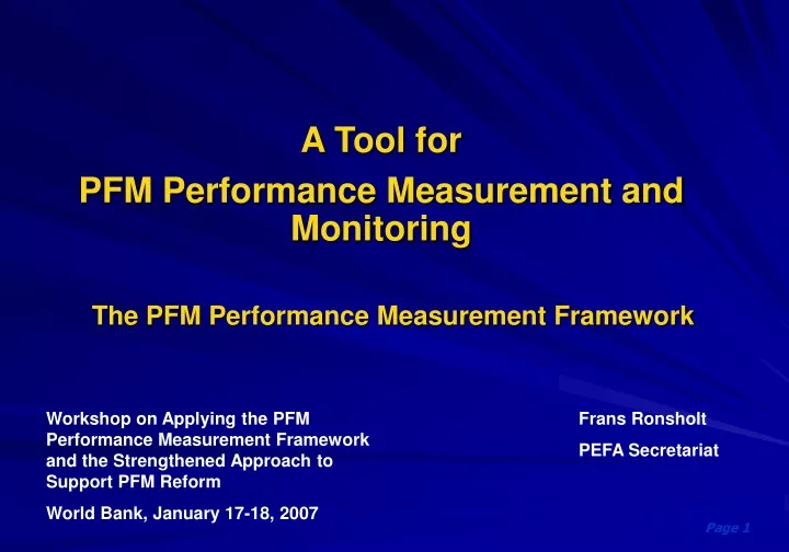 a tool for pfm performance measurement