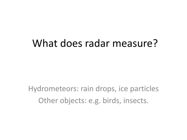 what does radar measure