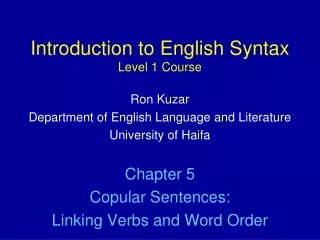 Introduction to English Syntax Level 1 Course