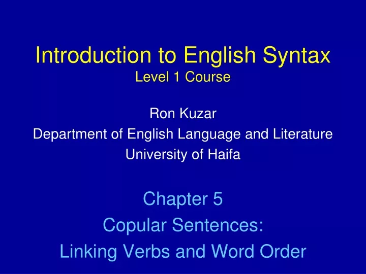 introduction to english syntax level 1 course