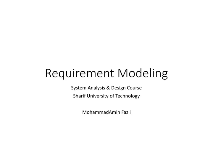 requirement modeling