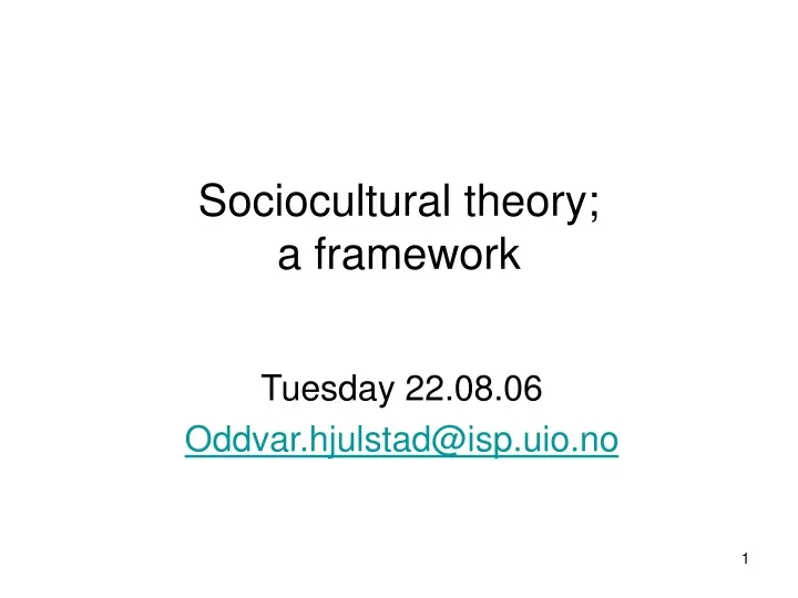 sociocultural theory a framework