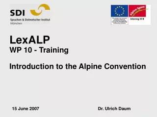 LexALP WP 10 - Training  Introduction to the Alpine Convention