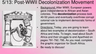 5/13: Post-WWII Decolonization Movement
