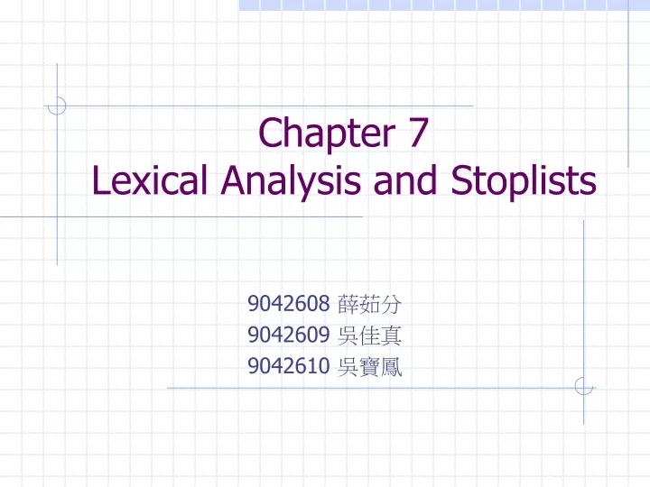chapter 7 lexical analysis and stoplists