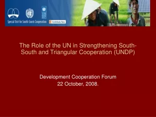 The Role of the UN in Strengthening South-South and Triangular Cooperation (UNDP)