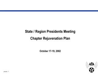 State / Region Presidents Meeting Chapter Rejuvenation Plan October 17-19, 2002