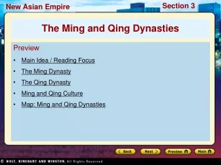 Preview Main Idea / Reading Focus  The Ming Dynasty The Qing Dynasty Ming and Qing Culture