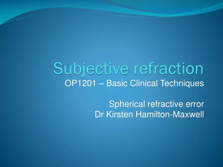 subjective refraction