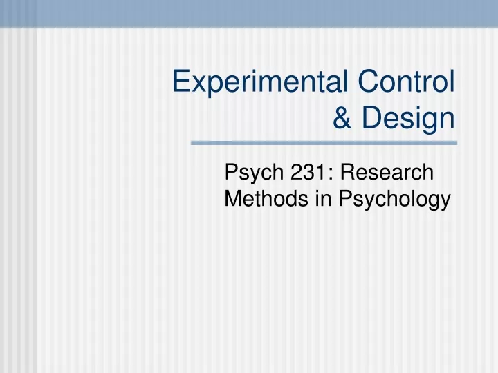 experimental control design