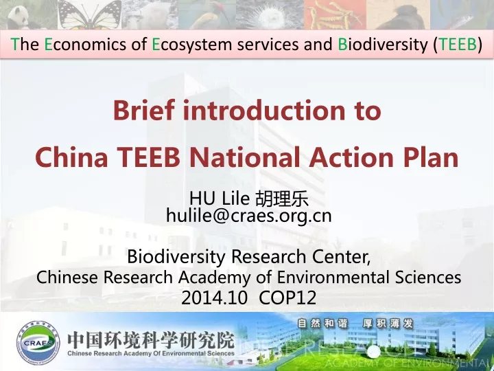 brief introduction to china teeb national action plan