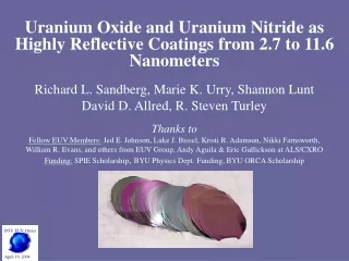 Uranium Oxide and Uranium Nitride as Highly Reflective Coatings from 2.7 to 11.6 Nanometers