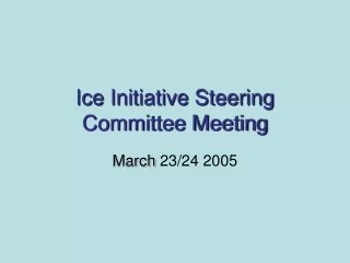 Ice Initiative Steering Committee Meeting