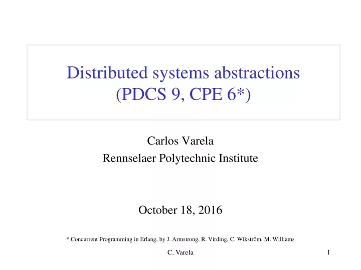 distributed systems abstractions pdcs 9 cpe 6
