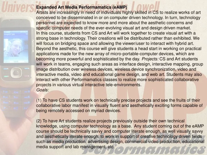 expanded art media performamatics eamp artists
