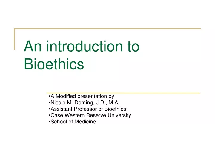 an introduction to bioethics