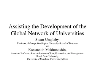 Assisting the Development of the Global Network of Universities