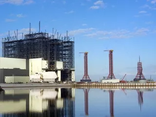 The Vehicle Assembly Building (VAB) construction in early 1965