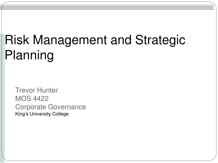 risk management and strategic planning