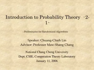 Introduction to Probability Theory   ‧ 2-1 ‧