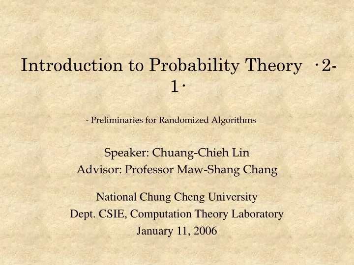 introduction to probability theory 2 1