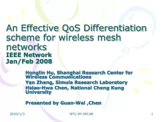 An Effective QoS Differentiation scheme for wireless mesh networks IEEE Network  Jan/Feb 2008