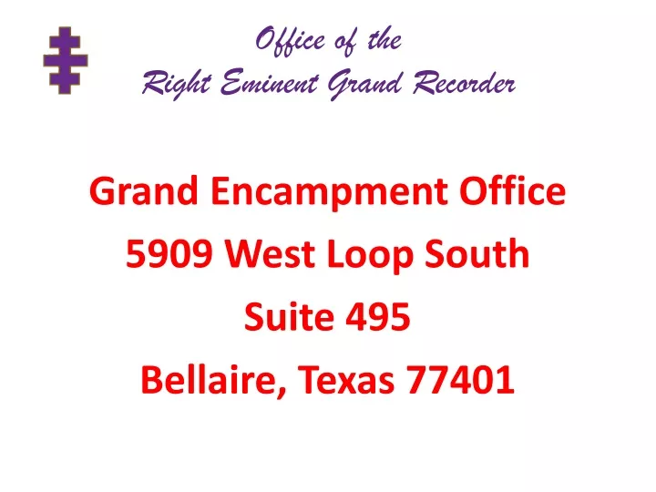 office of the right eminent grand recorder