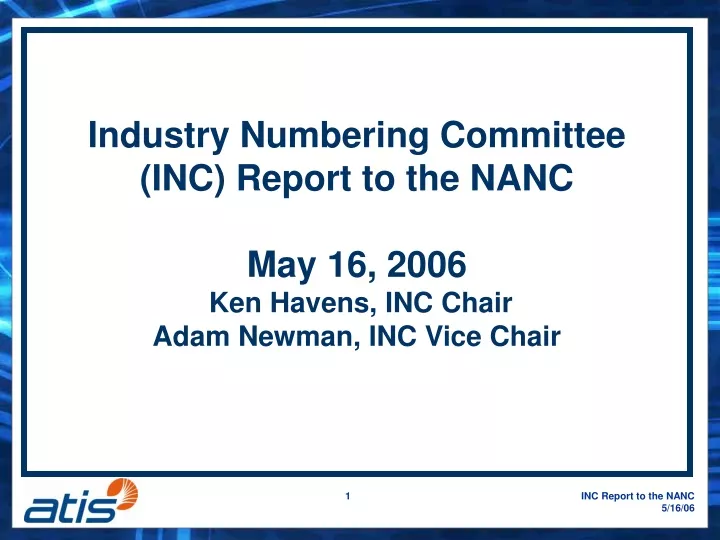 industry numbering committee inc report