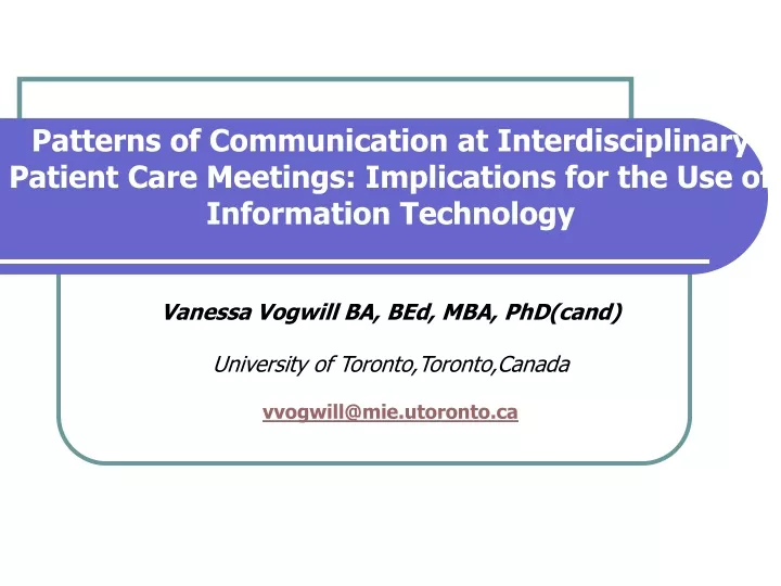 patterns of communication at interdisciplinary