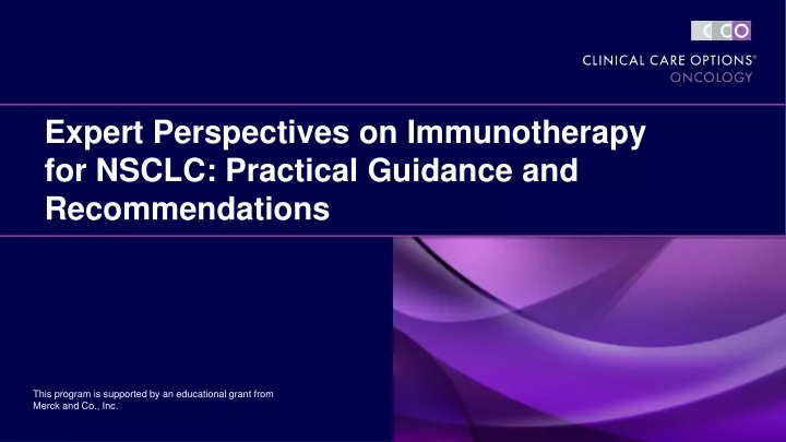 expert perspectives on immunotherapy for nsclc practical guidance and recommendations