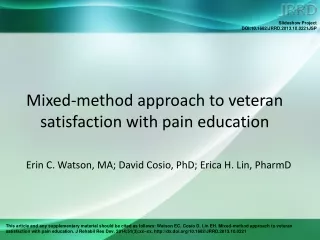 Mixed-method approach to veteran satisfaction with pain education