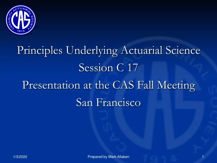 principles underlying actuarial science session