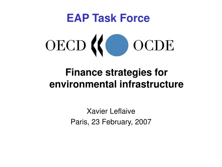 finance strategies for environmental infrastructure