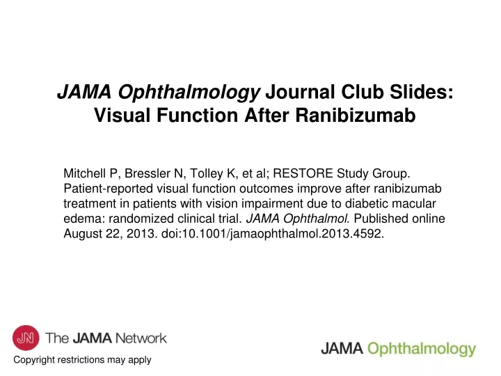 jama ophthalmology journal club slides visual function after ranibizumab
