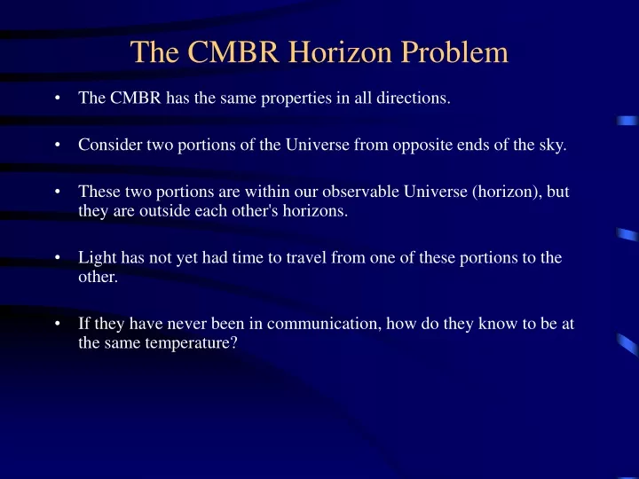 the cmbr horizon problem