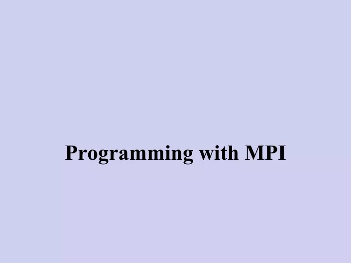 programming with mpi